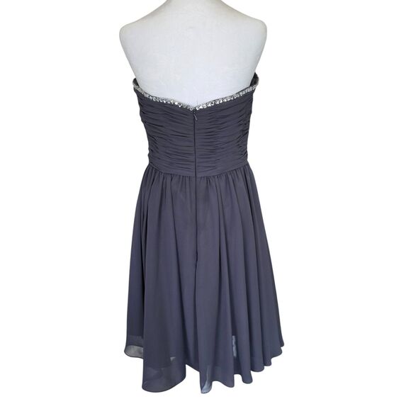 Mori Lee Charcoal Strapless Ruched Sweetheart Dress Rhinestones Formal Y2K Hoco - Picture 2 of 10
